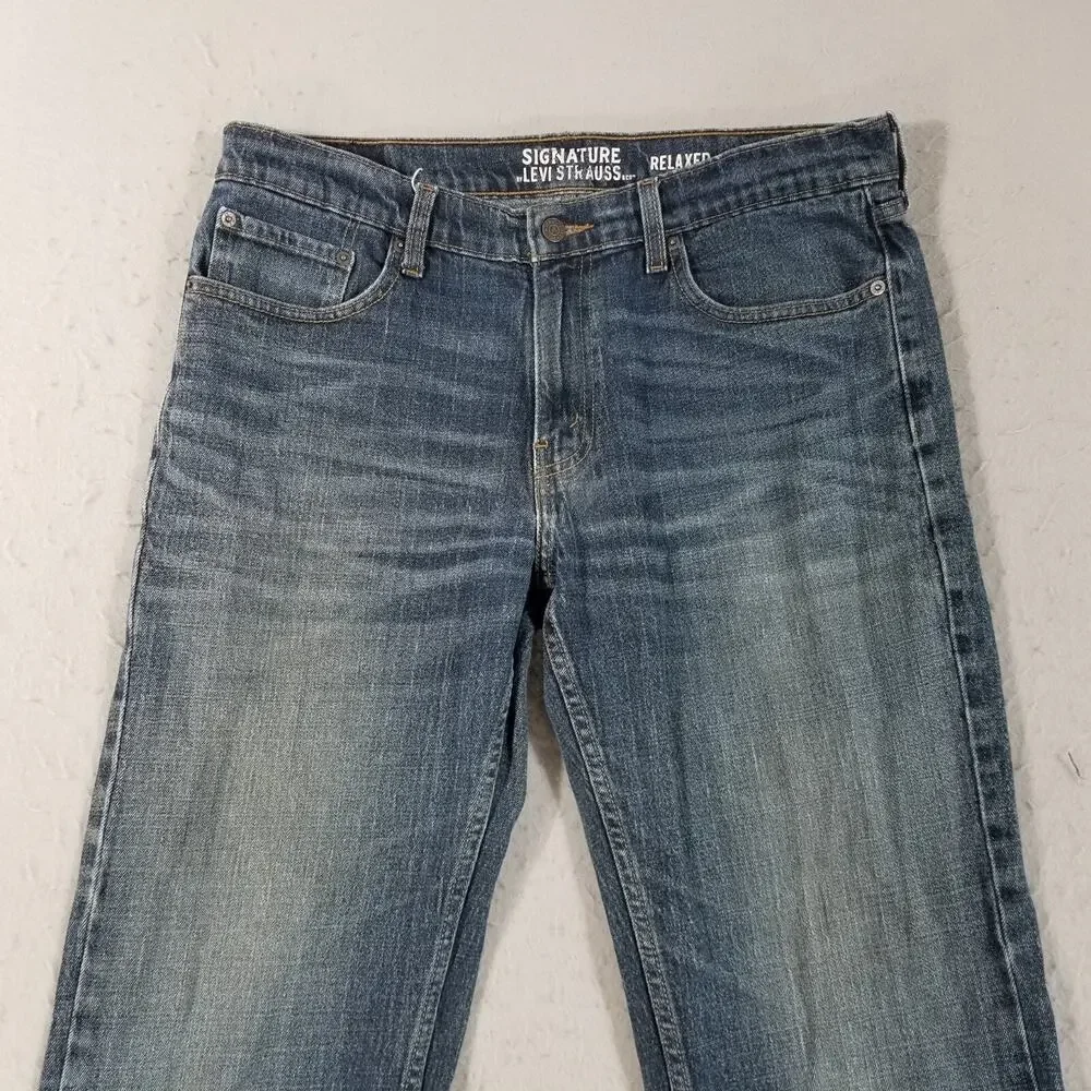 Levi's‎ Signature jeans men's 34x 34 relaxed straight blue stretch denim pants